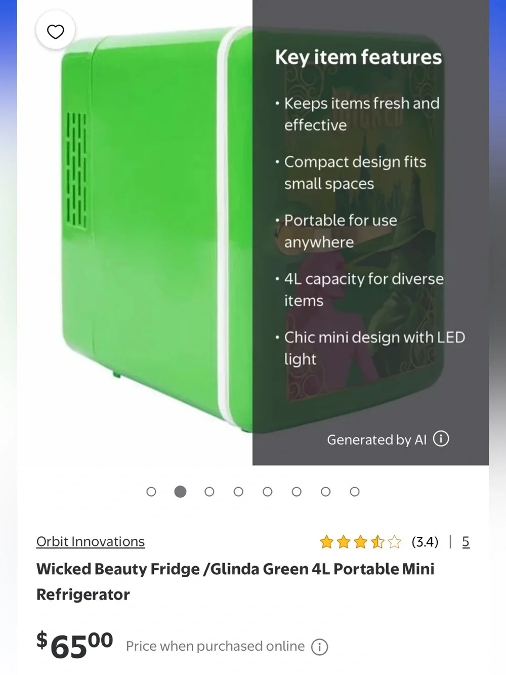Wicked mini makeup fridge Glinda Green